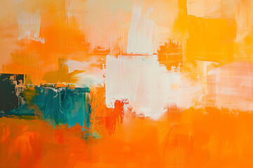 Beautiful abstract painting with orange colors. Generative AI.