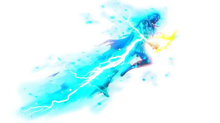 Illustration of a female fairy with a magic wand isolated on transparent background.