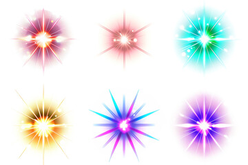 set of colorful starburst on a white background.
