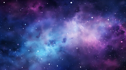 Watercolor splashes creating the illusion of a distant galaxy, in deep purples and blues with stars scattered throughout