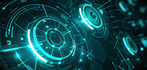 Futuristic teal circles for hi-tech communication and presentations.