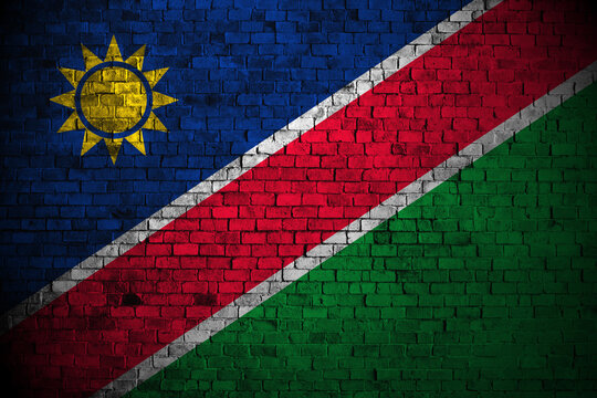 namibia flag on brick wall