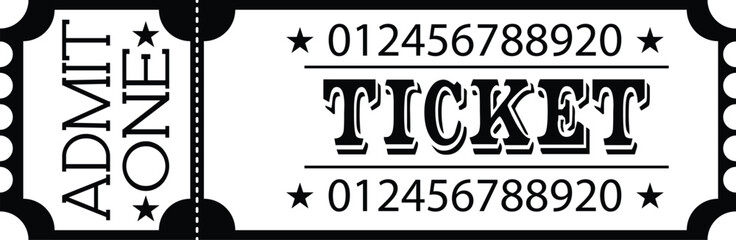 Ticket icon, Movie show ticket vector icon, Cinema or Movie ticket in flat style ,Admit one coupon entrance vector