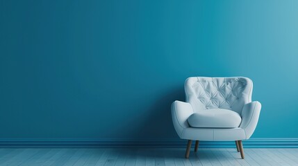 white chair on blue wall background