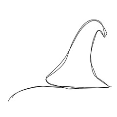 Hand drawn witch hat outline vector