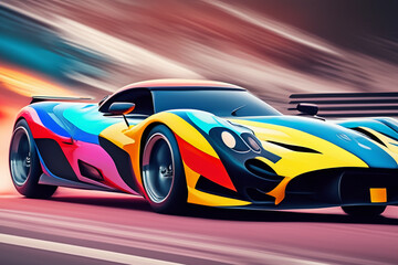 Voiture de course color&eacute;e et vitesse