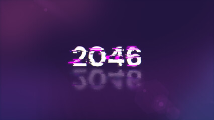 3D rendering 2046 text with screen effects of technological glitches