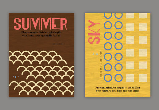 US Letter Flyer Overlapping Blobs Textured With Spots And Lines