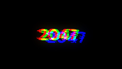 3D rendering 2047 text with screen effects of technological glitches