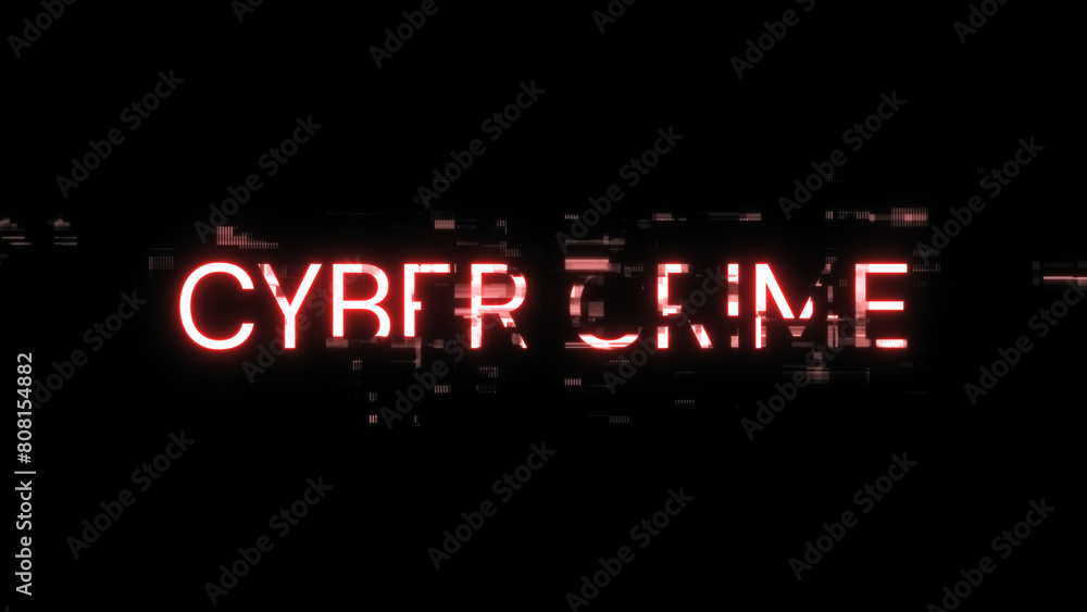 Aufkleber 3d rendering cyber crime text with screen effects of technological glitches