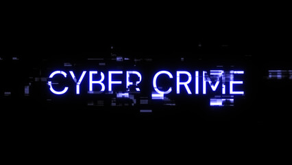Obraz premium 3D rendering cyber crime text with screen effects of technological glitches
