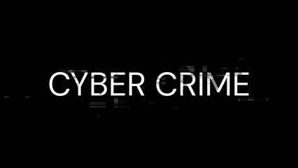 3D rendering cyber crime text with screen effects of technological glitches