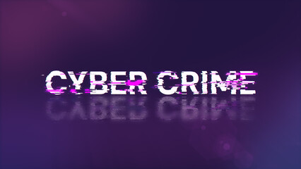 3D rendering cyber crime text with screen effects of technological glitches