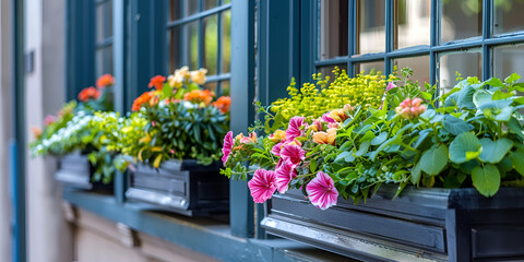 Urban Green: Window Box Gardens" | "Bloom Frames: Flowers at Your Window"