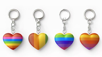 A collection of colorful heart-shaped keychains in a variety of themes, ideal for gifts and personal accessories.