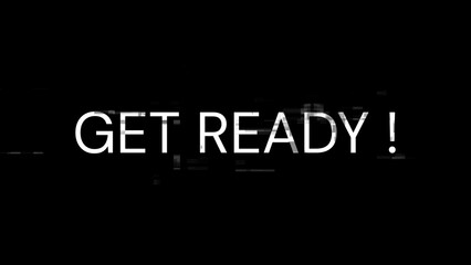 3D rendering get ready text with screen effects of technological glitches