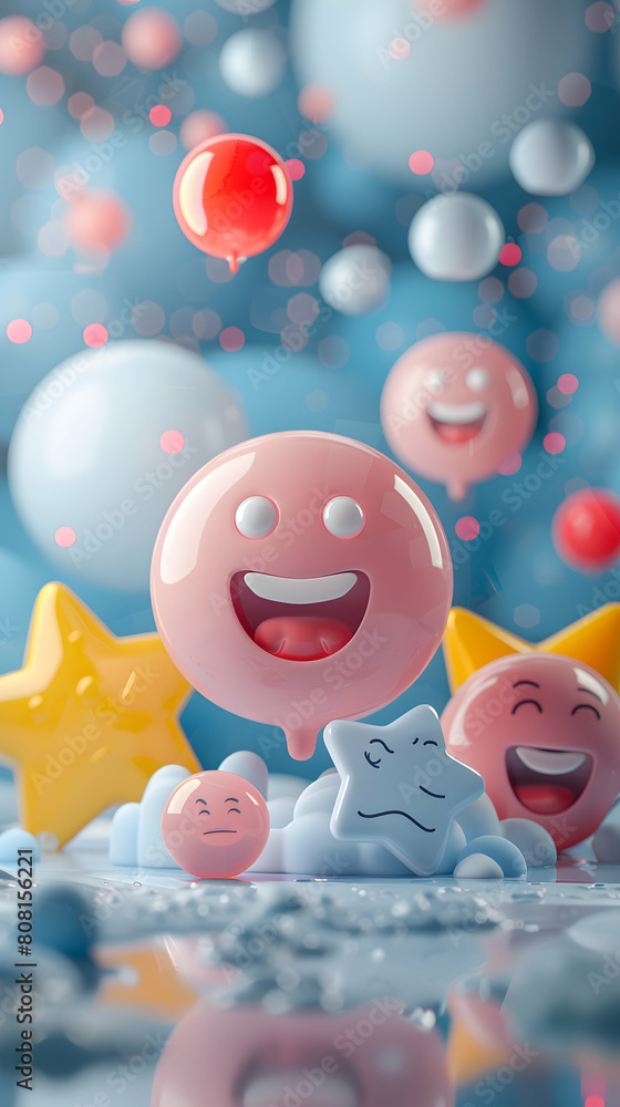 Poster dynamic 3d illustration showcasing exceptional customer satisfaction with key business elements