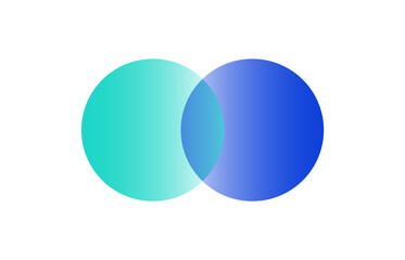 Relationship Venn diagram with 2 intersecting circles. Two opposite circles.