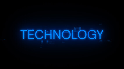 3D rendering technology text with screen effects of technological glitches