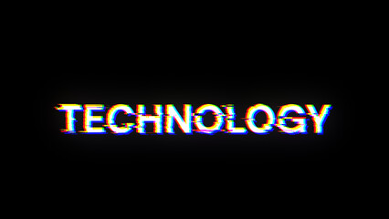 3D rendering technology text with screen effects of technological glitches