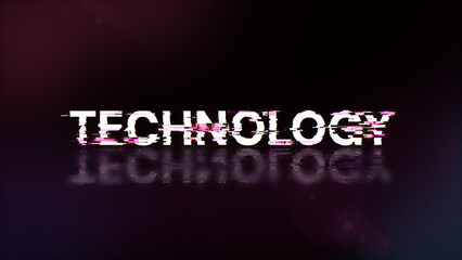 3D rendering technology text with screen effects of technological glitches