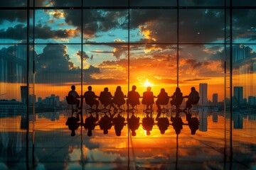 Silhouettes of business people in a conference room. Business concept