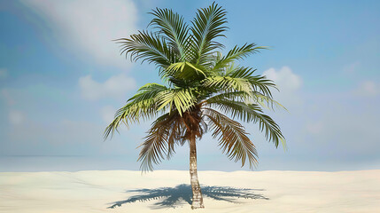 Obraz premium Coconut trees, summer wallpaper, the view from the ground shows their height and beauty