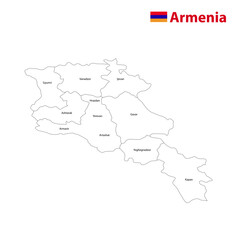 Maps of Armenia. Flag map of Armenia. Armenia country map vector with regional areas