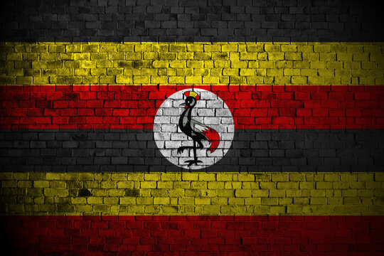 uganda flag on brick wall