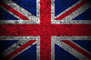 united kingdom flag on brick wall