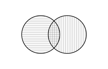 Relationship Venn diagram with 2 intersecting circles. Two opposite circles.