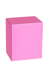 Gift box isolated. Closed pink cardboard box or kraft paper box. Birthday, Valentine's Day, Mother’s Day anniversary or other holiday.