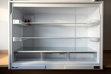 Fototapeta premium Empty refrigerator. 3d rendering. Mock up.