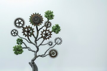 Obraz premium Small tree with gears on the branches, concept of creativity, innovation.