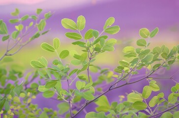 Green leaves of Moringa, Moringa oleifera.