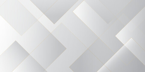 Modern Abstract white and gray transparent background with golden stoke tringle shapes. Space futuristic design concept. Decorative web layout or poster, banner. white paper texture gray background.