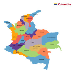 3d map of Colombia flag map, vector flag map. Colombia Map Colombian Country Map Black Stock Vector