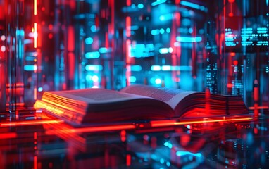 Wallpaper of digital Book, abstract technology concept, realistic illustration