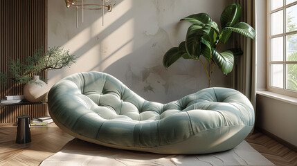 Serene elegance, a single sofa inviting peaceful contemplation.