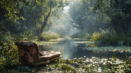 Tranquil refuge, where a single sofa invites quiet contemplation.