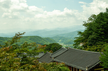 korean temple view from the top of the mountain