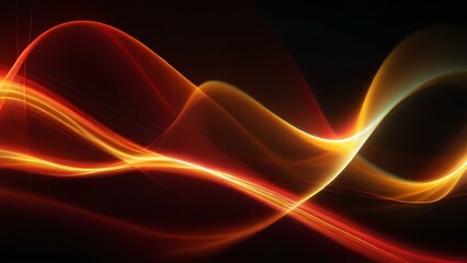 Lines of red wavy shining lights in a dark background. 3d Modern and technologic abstract background wallpaper