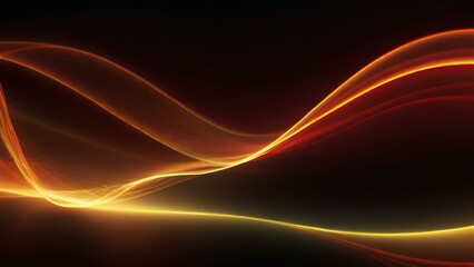 Fototapeta premium Lines of red wavy shining lights in a dark background. 3d Modern and technologic abstract background wallpaper