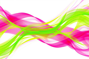 Bright neon pink and electric green tiddle waves, forming a bold and dynamic abstract pattern on a solid white background. The colors are vivid and eye-catching.