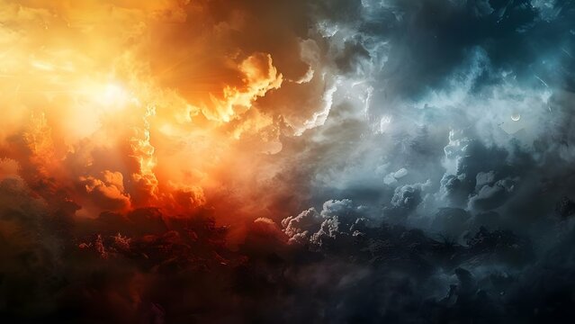 Heaven and Hell: Contrasting Realms of Paradise and Torment in Religious Beliefs. Concept Religious beliefs, Paradise, Torment, Heaven, Hell