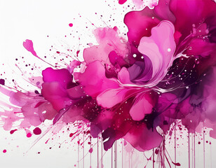 Watercolor floral artwork. Pink and purple abstract drawing on white background. Vector modern illustration.
