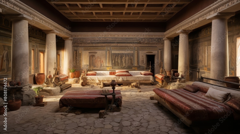 Wall mural roman villa's lavish triclinium opulent banquet room - Wall murals