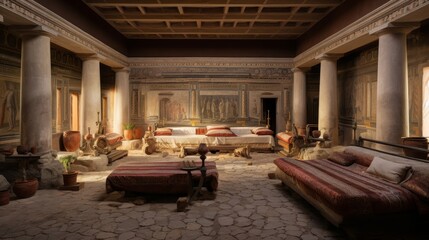 Roman villa's lavish triclinium opulent banquet room