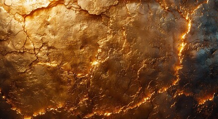 Golden liquid stone texture background with shiny glitter surface.Macro.AI Generative.