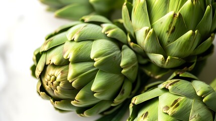 Obraz premium Close up of fresh Artichokes on a white Background